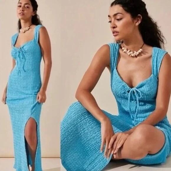 Free People Beach Dress Eleni Bodycon Midi Maxi Dress | Blue | SZ XS - Picture 1 of 11